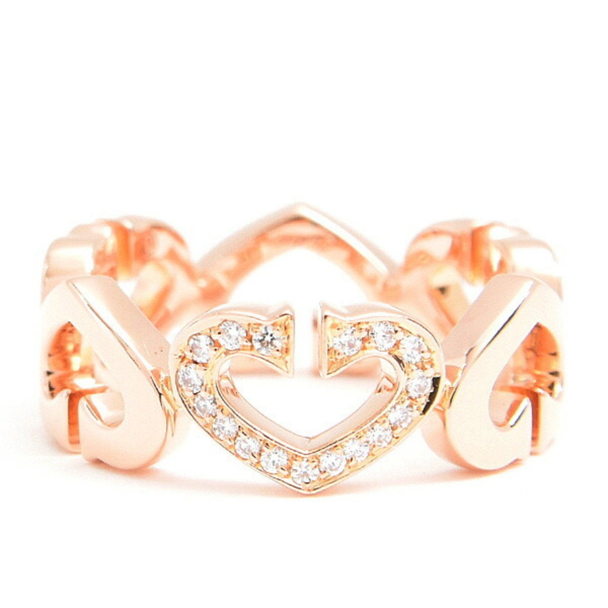 C Heart Ring 18K Rose Gold with Diamonds