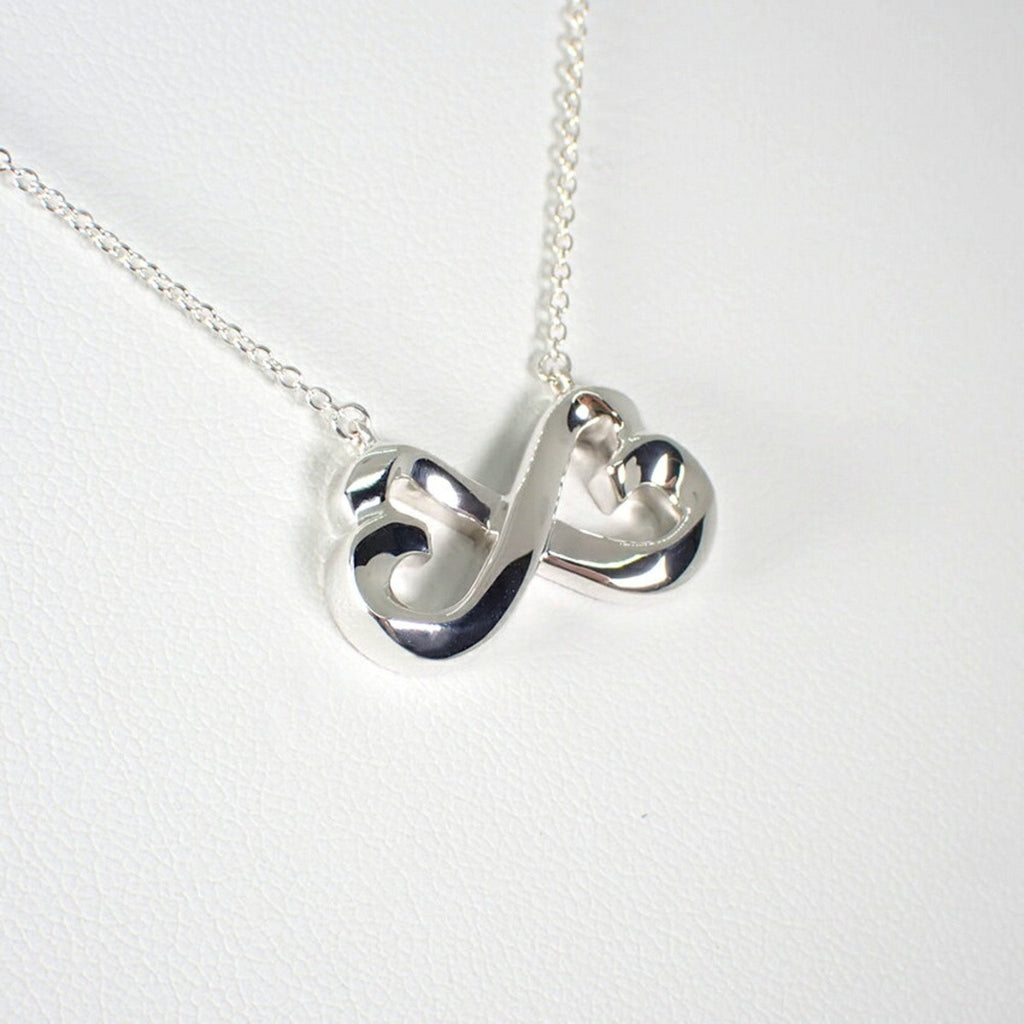 Double Loving Heart Pendant Necklace Sterling Silver