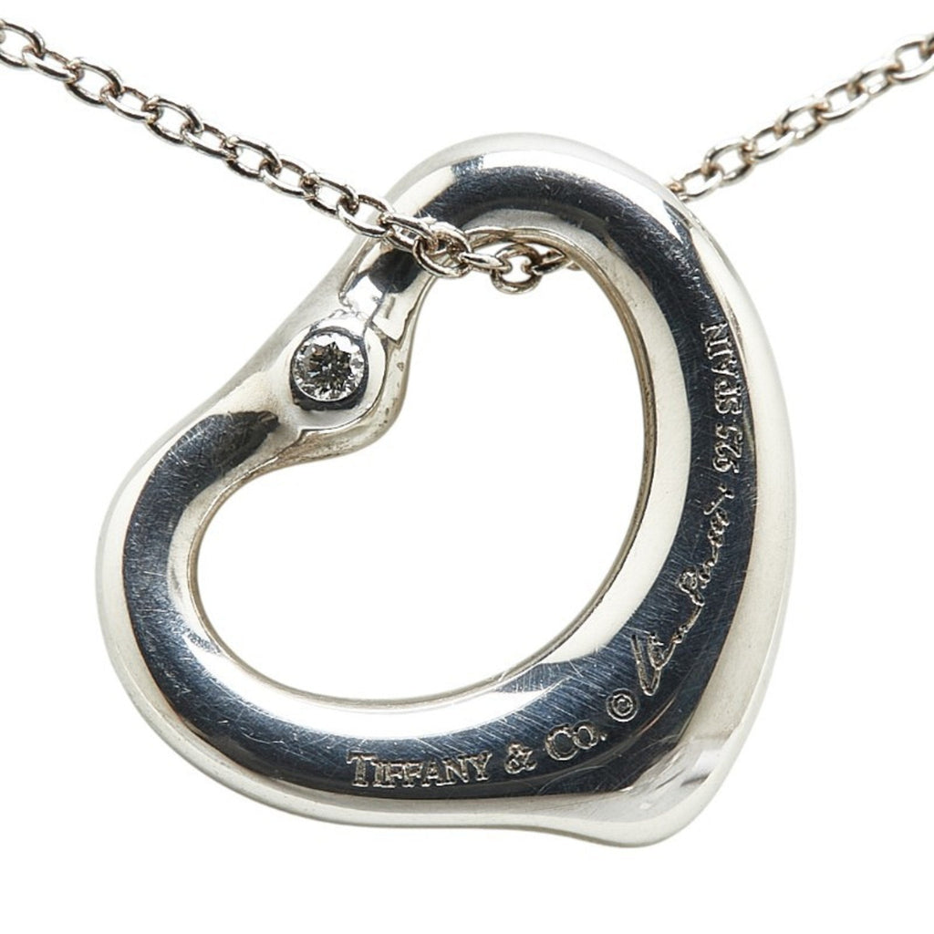 Open Heart Pendant Necklace Sterling Silver 15.3mm