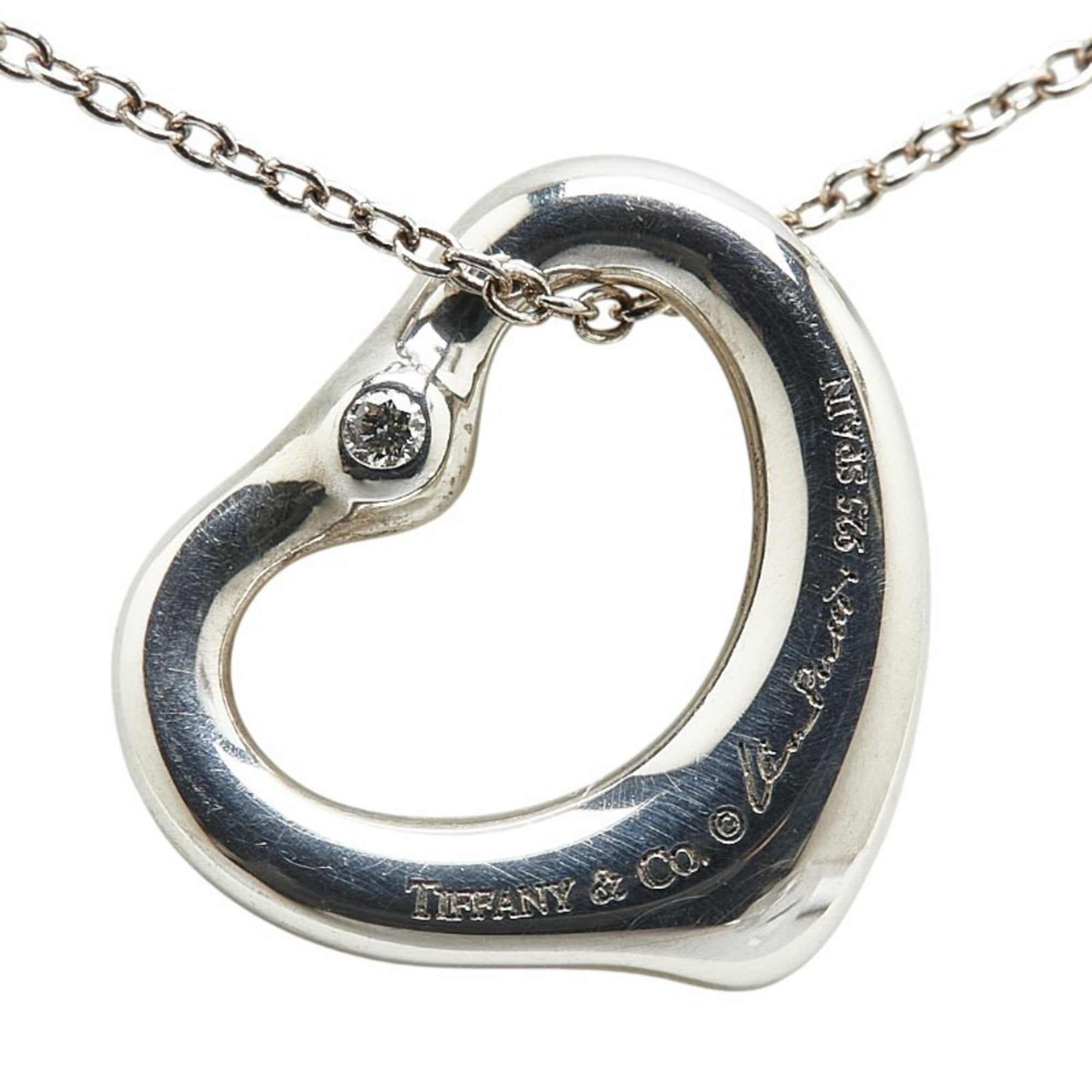 Open Heart Pendant Necklace Sterling Silver 15.3mm