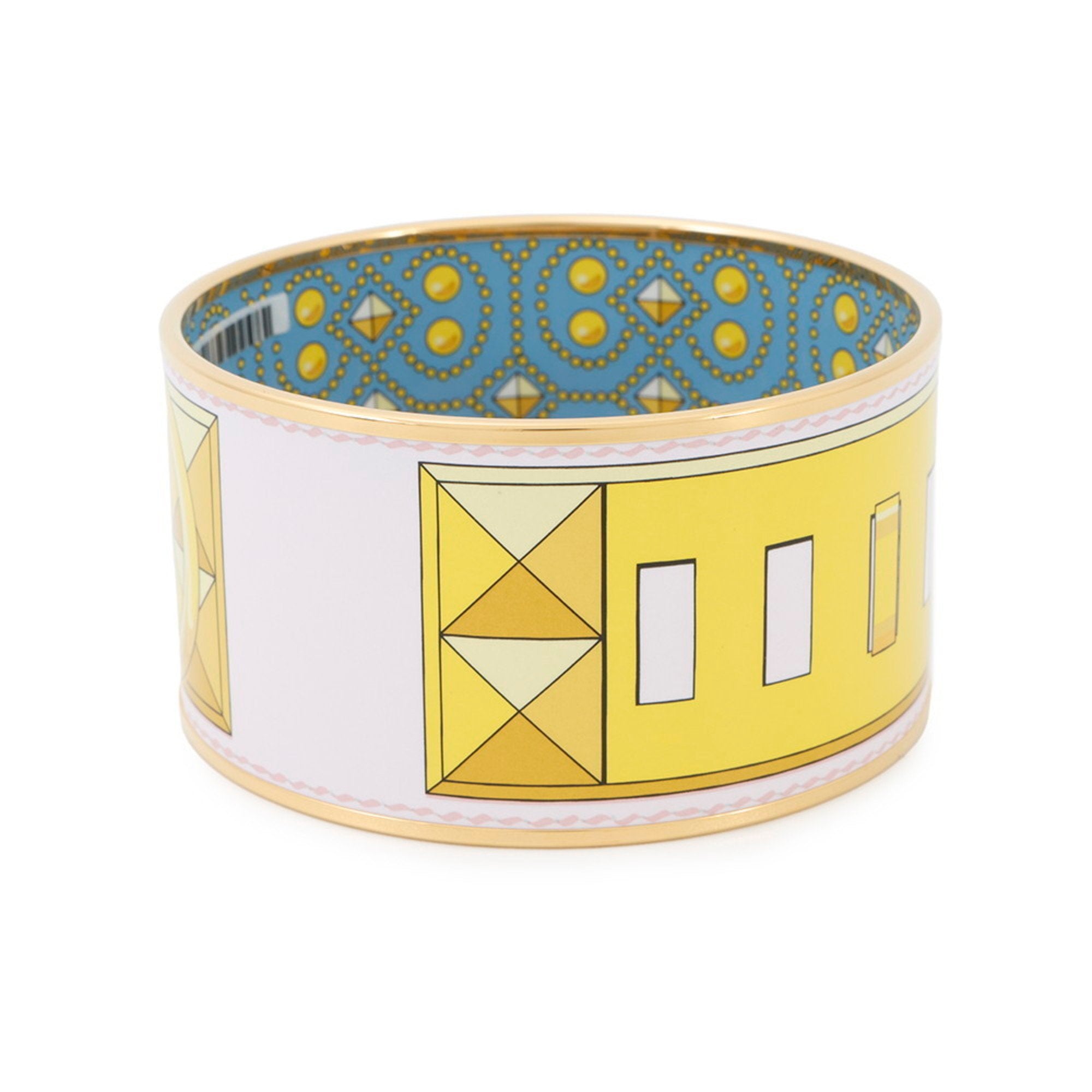 Collier de Chien Bangle Enamel Gold and Light Blue and Yellow Bracelet