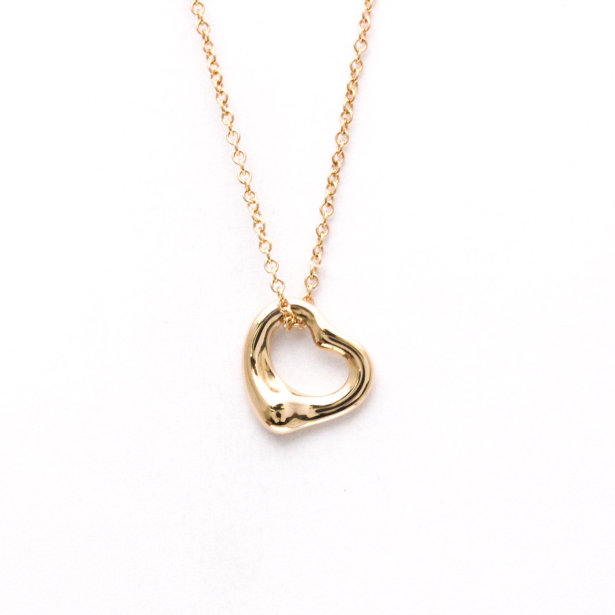 Open Heart Pendant Necklace 18K Rose Gold 11mm
