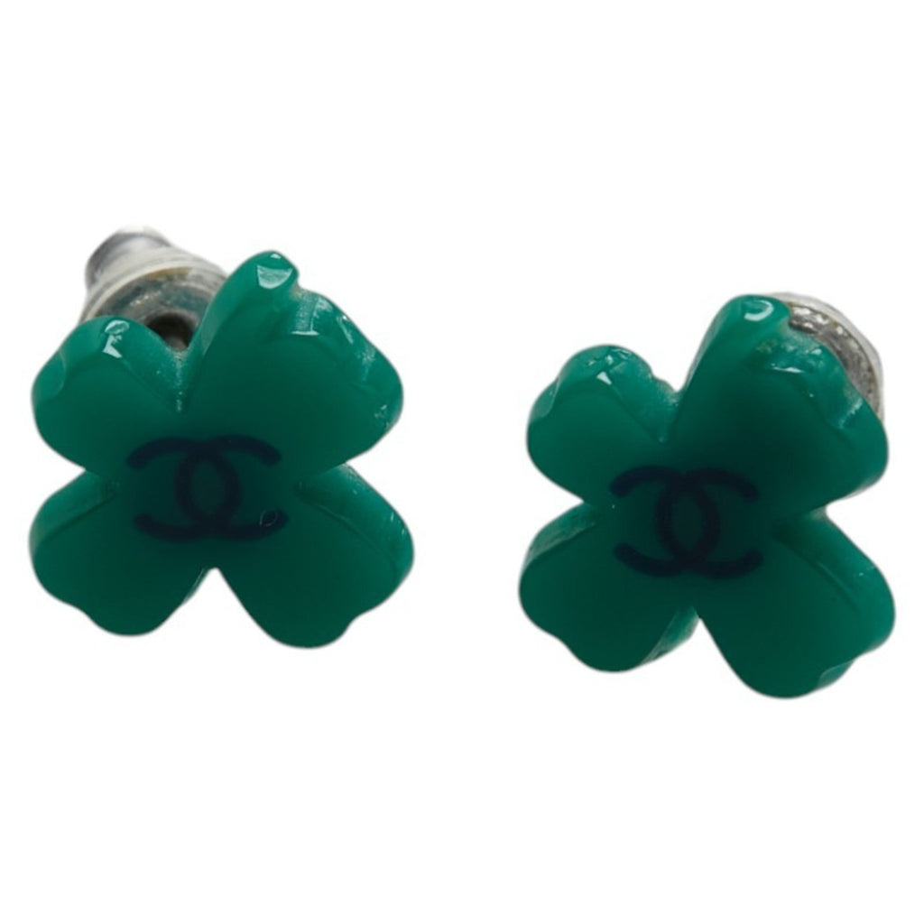 CC Logo Clover Earrings Silver-Tone Metal