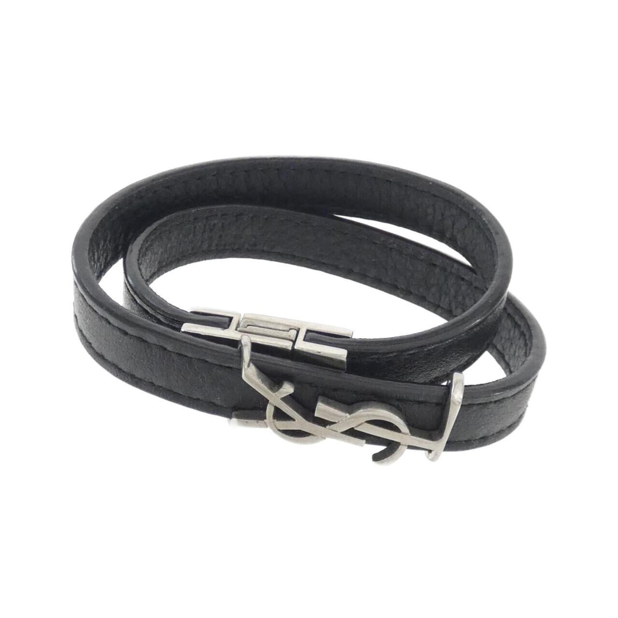 Bracelet Leather Black And Silver