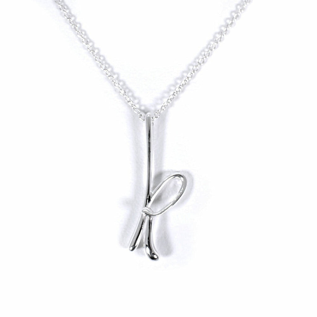 Initial K Pendant Necklace Sterling Silver