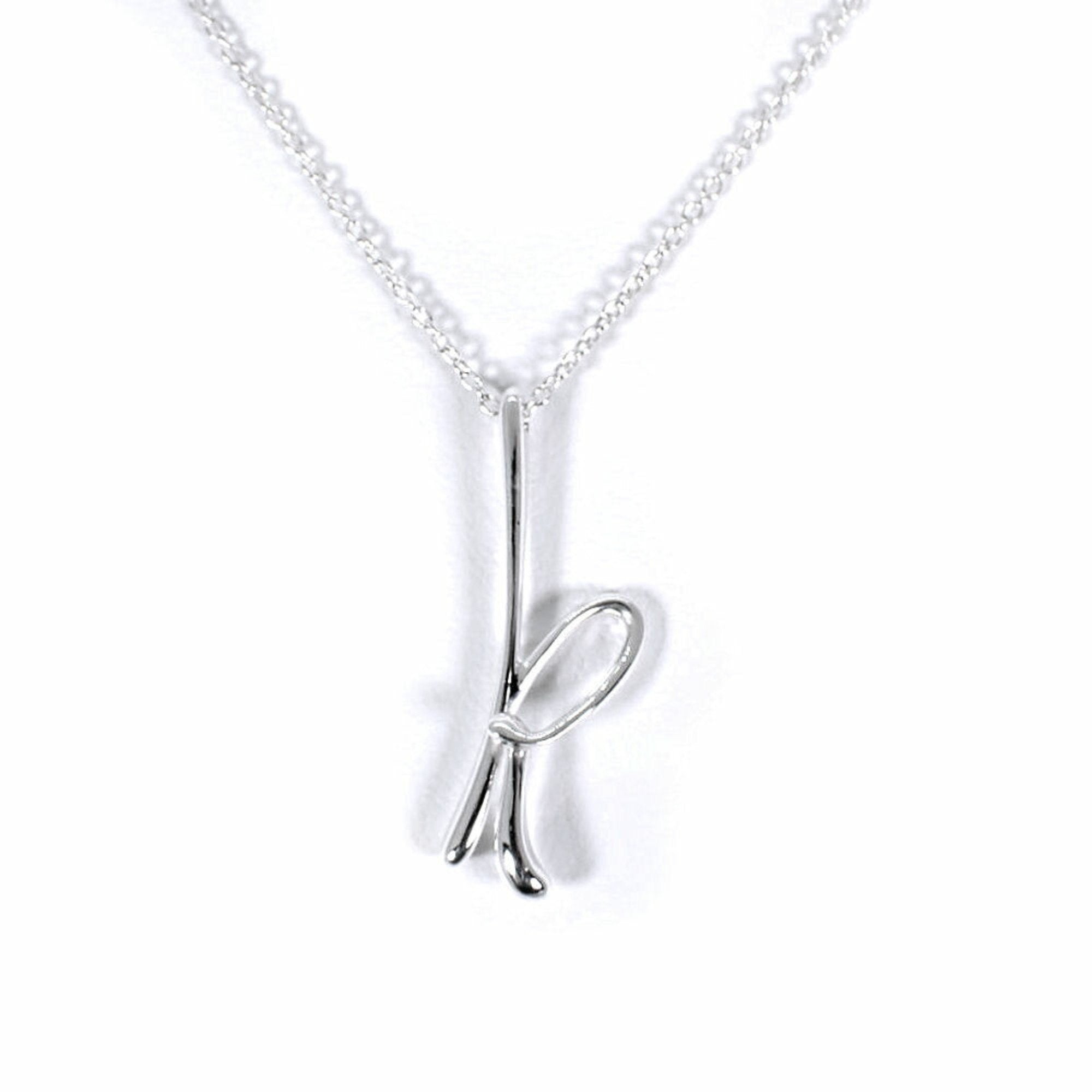 Initial K Pendant Necklace Sterling Silver