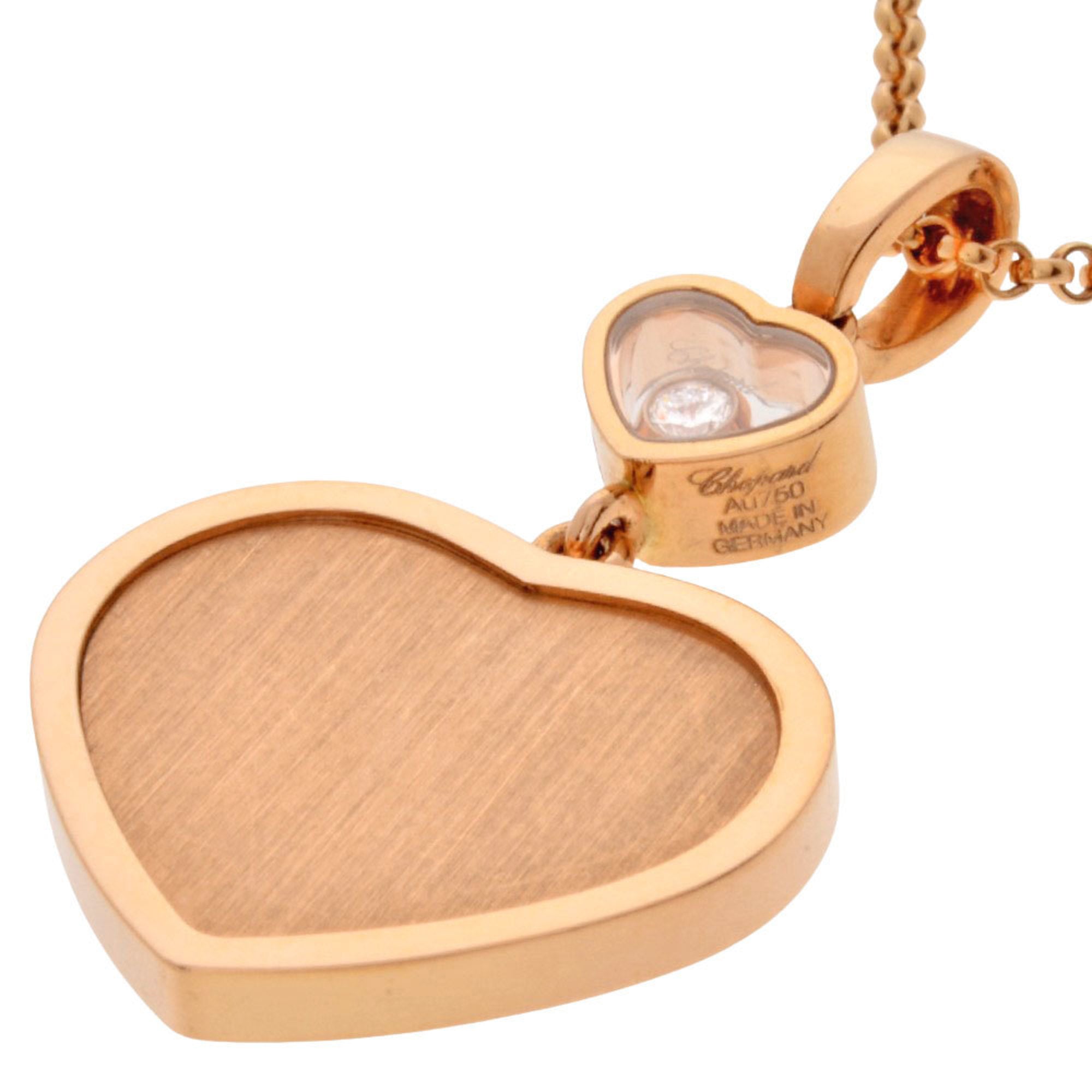 Happy Heart Pendant Necklace 18K Rose Gold with Diamond