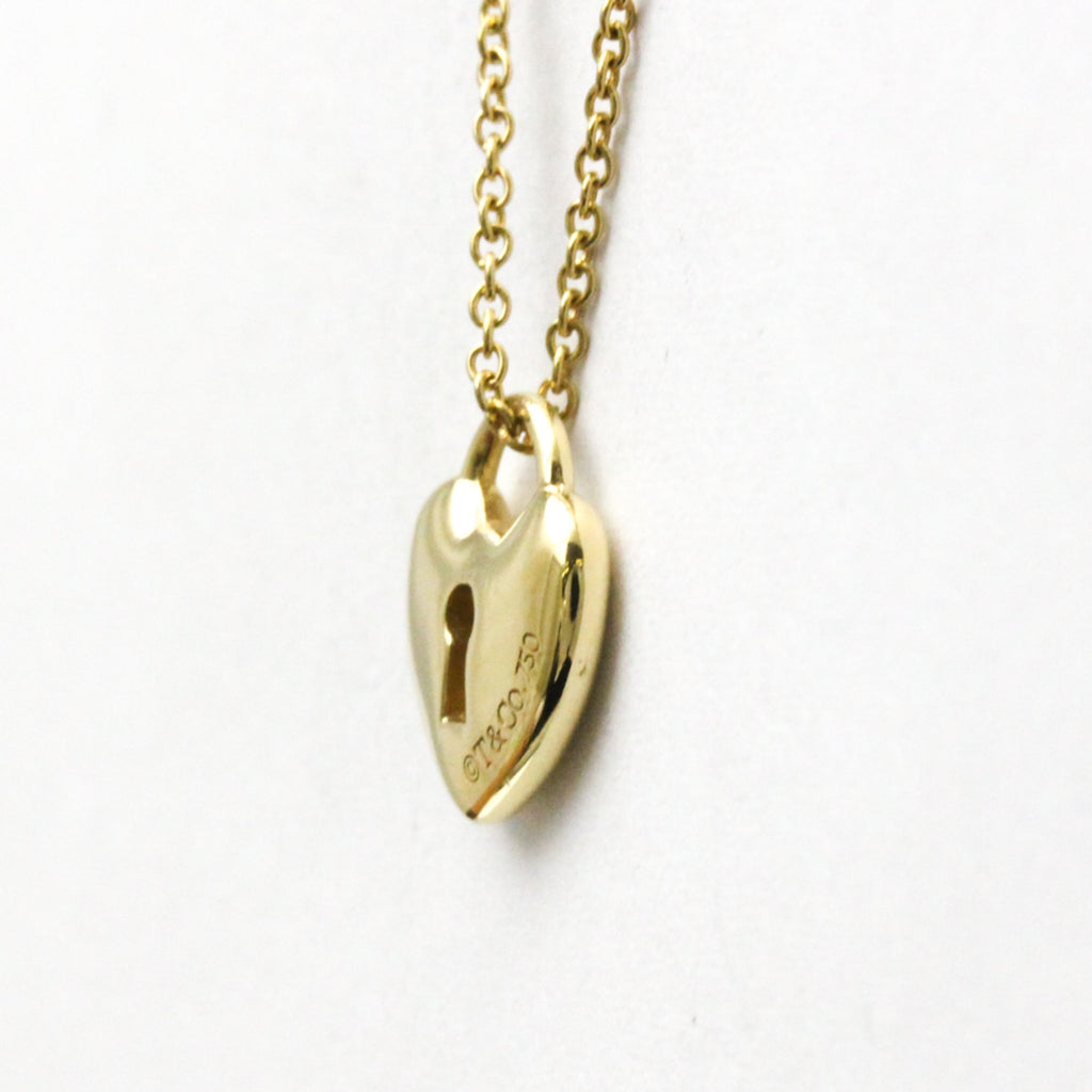 Heart Lock Key Pendant Necklace 18K Yellow Gold