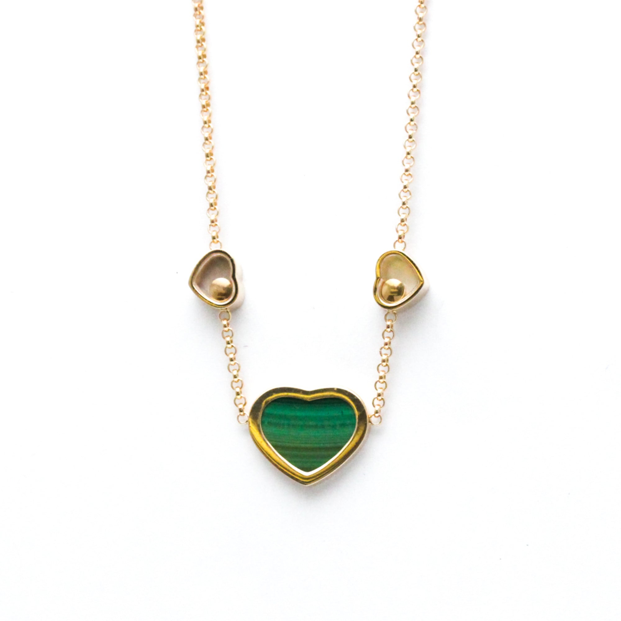 Pendant Necklace 18K Rose Gold with Diamond and Malachite