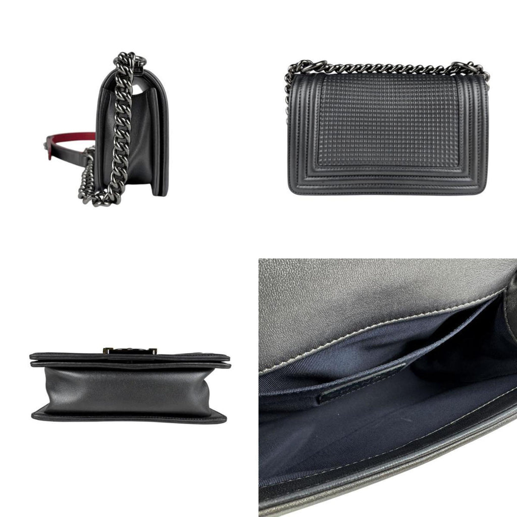 Boy Flap Bag Cube Embossed Lambskin Small