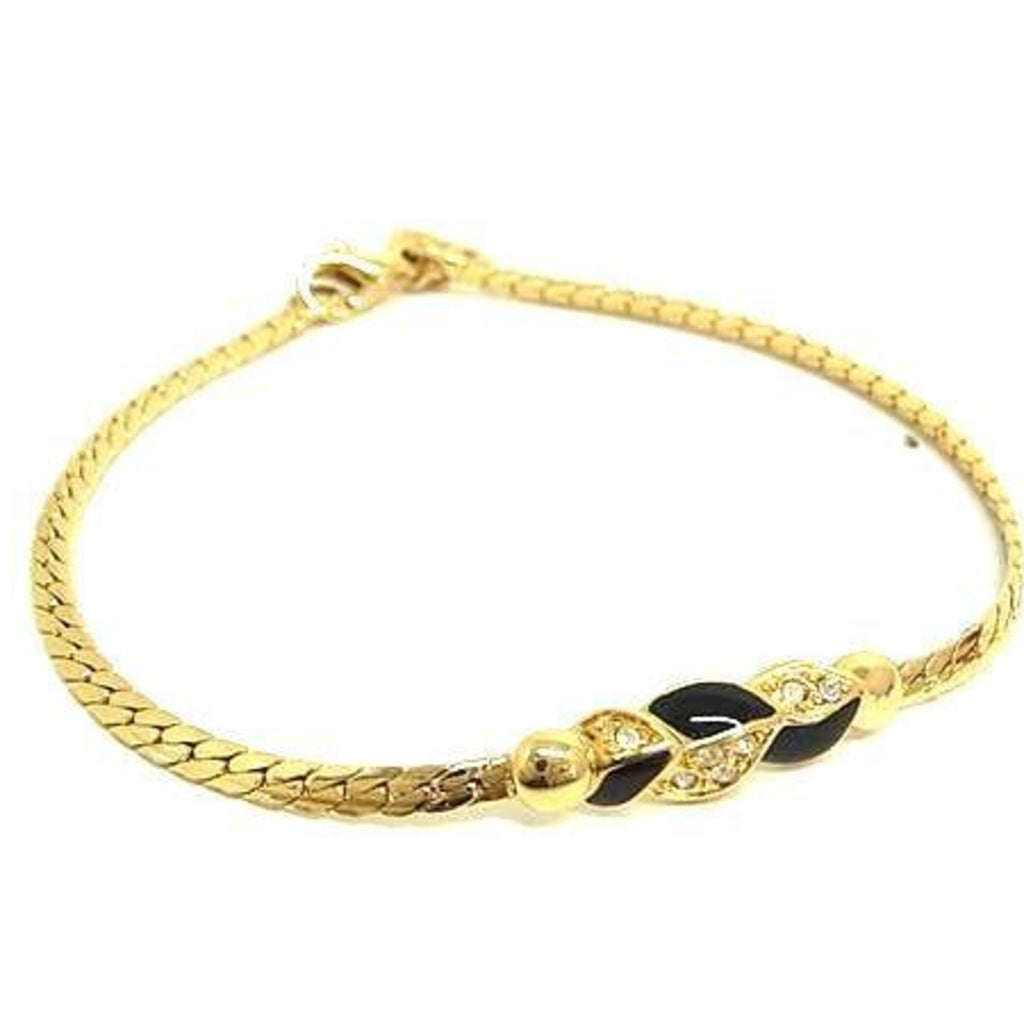 Charm Bracelet Gold Metal with Rhinestone