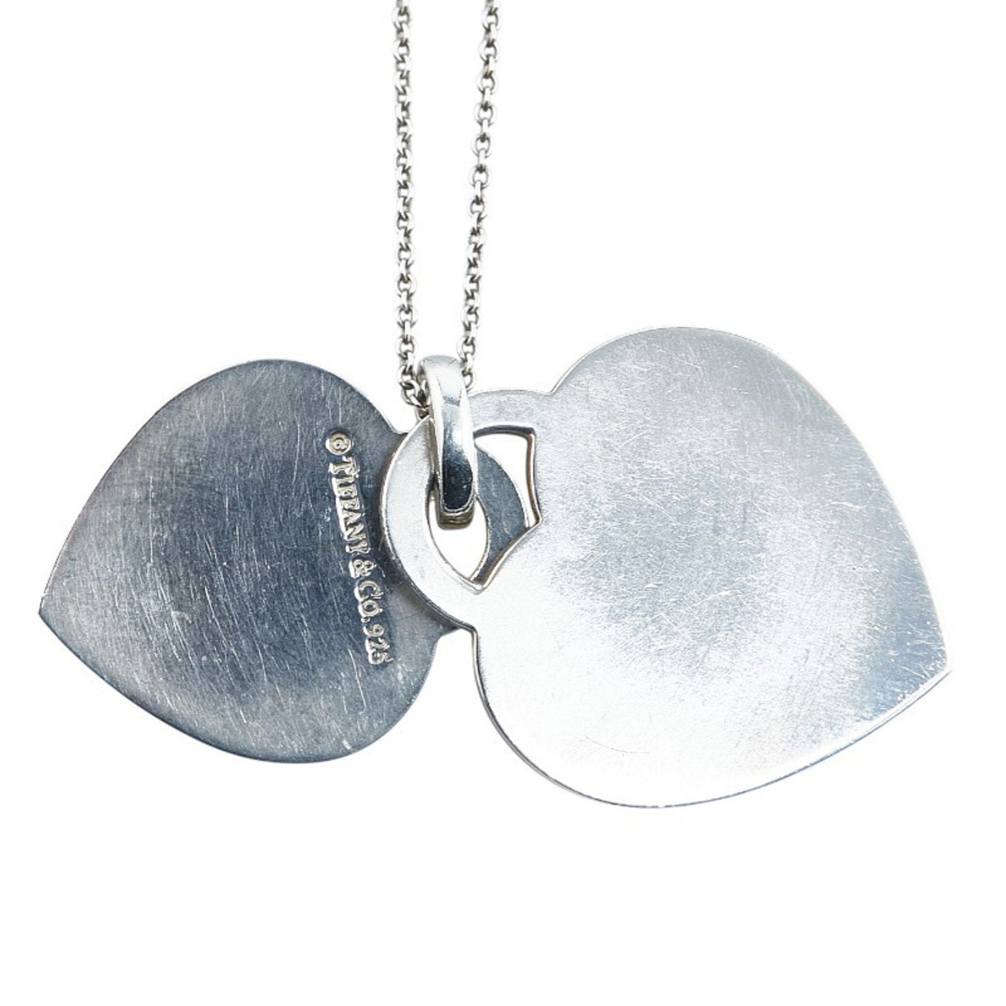 Double Heart Pendant Necklace Sterling Silver