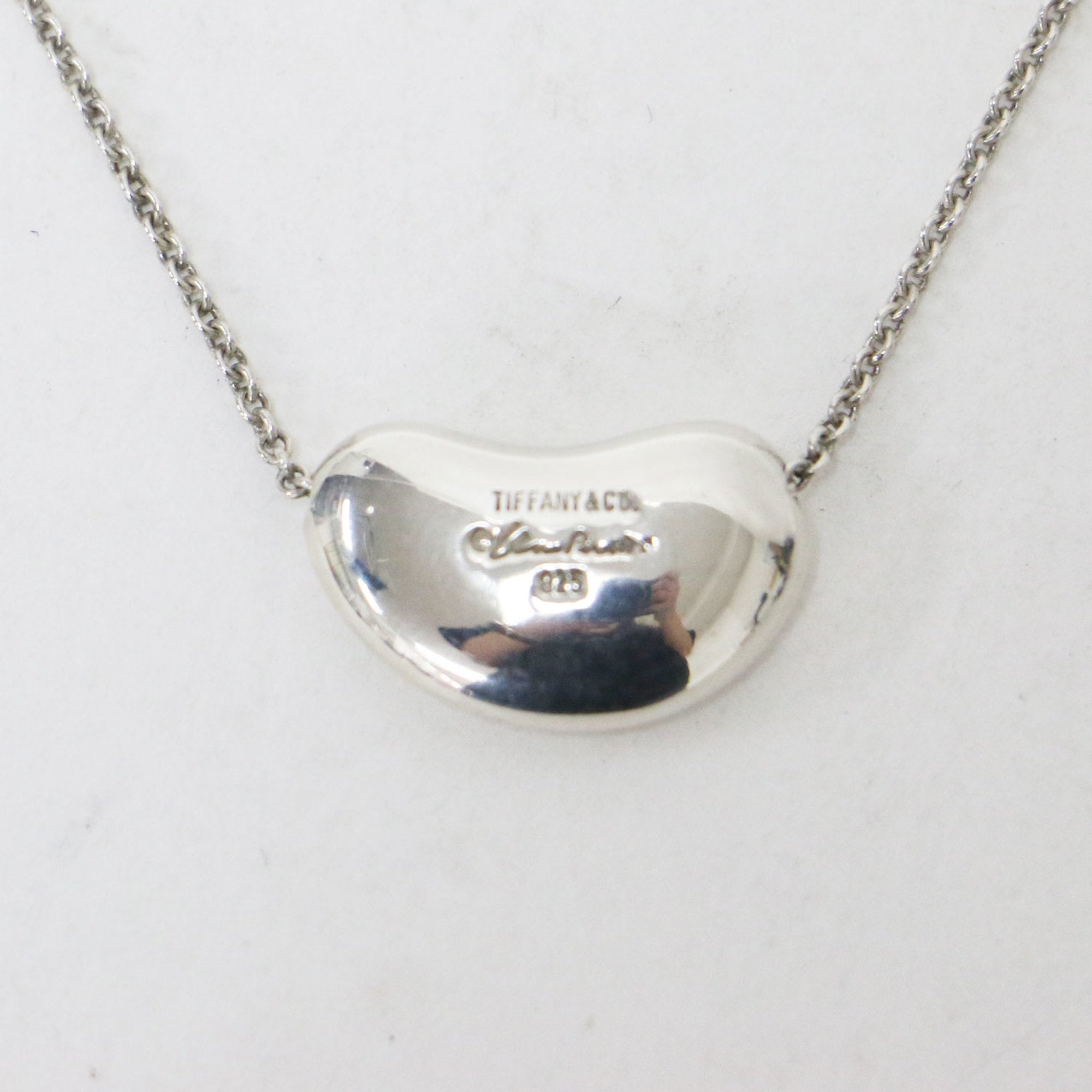 Bean Pendant Necklace Sterling Silver 11mm