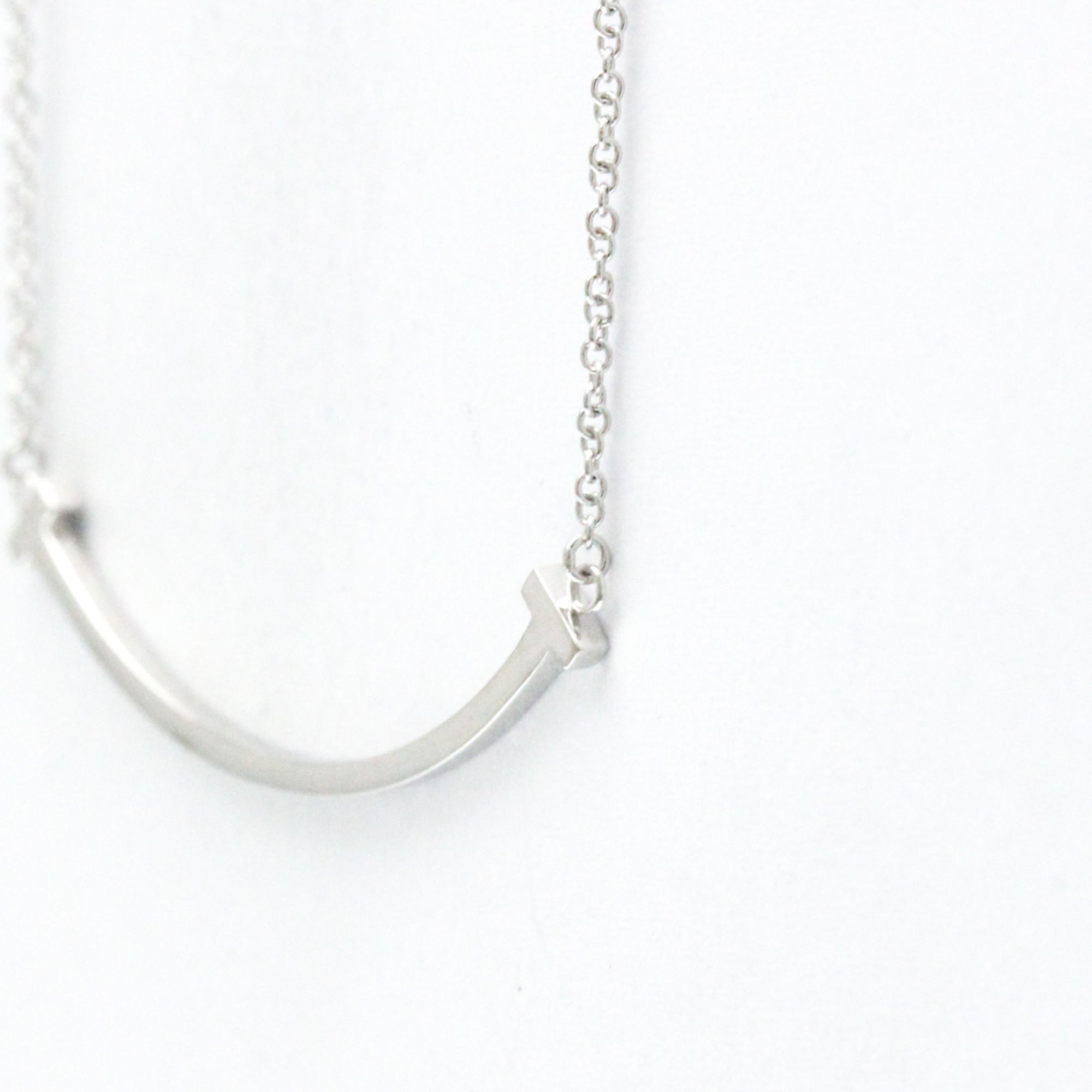 T Smile Pendant Necklace Sterling Silver with 18K White Gold