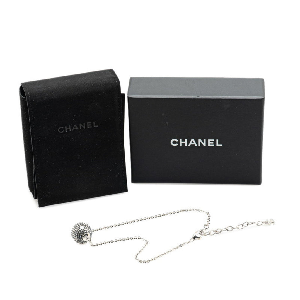 CC Logo Ball Pendant Necklace Silver-Tone Metal