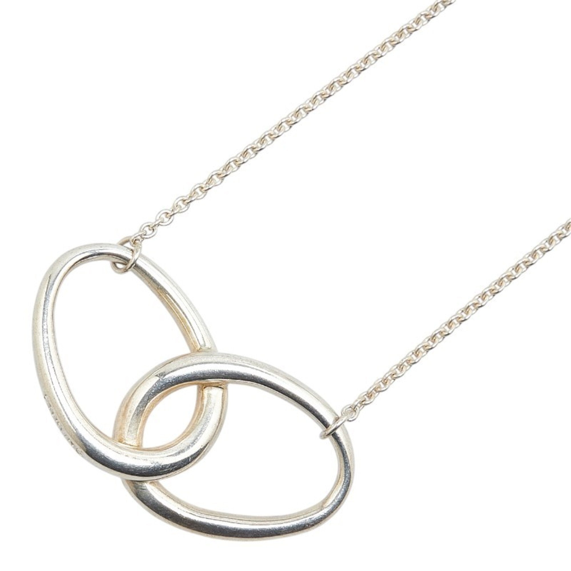 Double Loop Pendant Necklace Sterling Silver