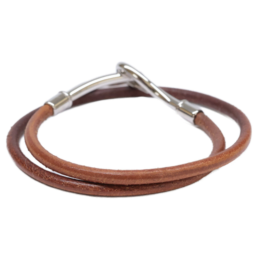 Jumbo Leather Bracelet Brown and Silver