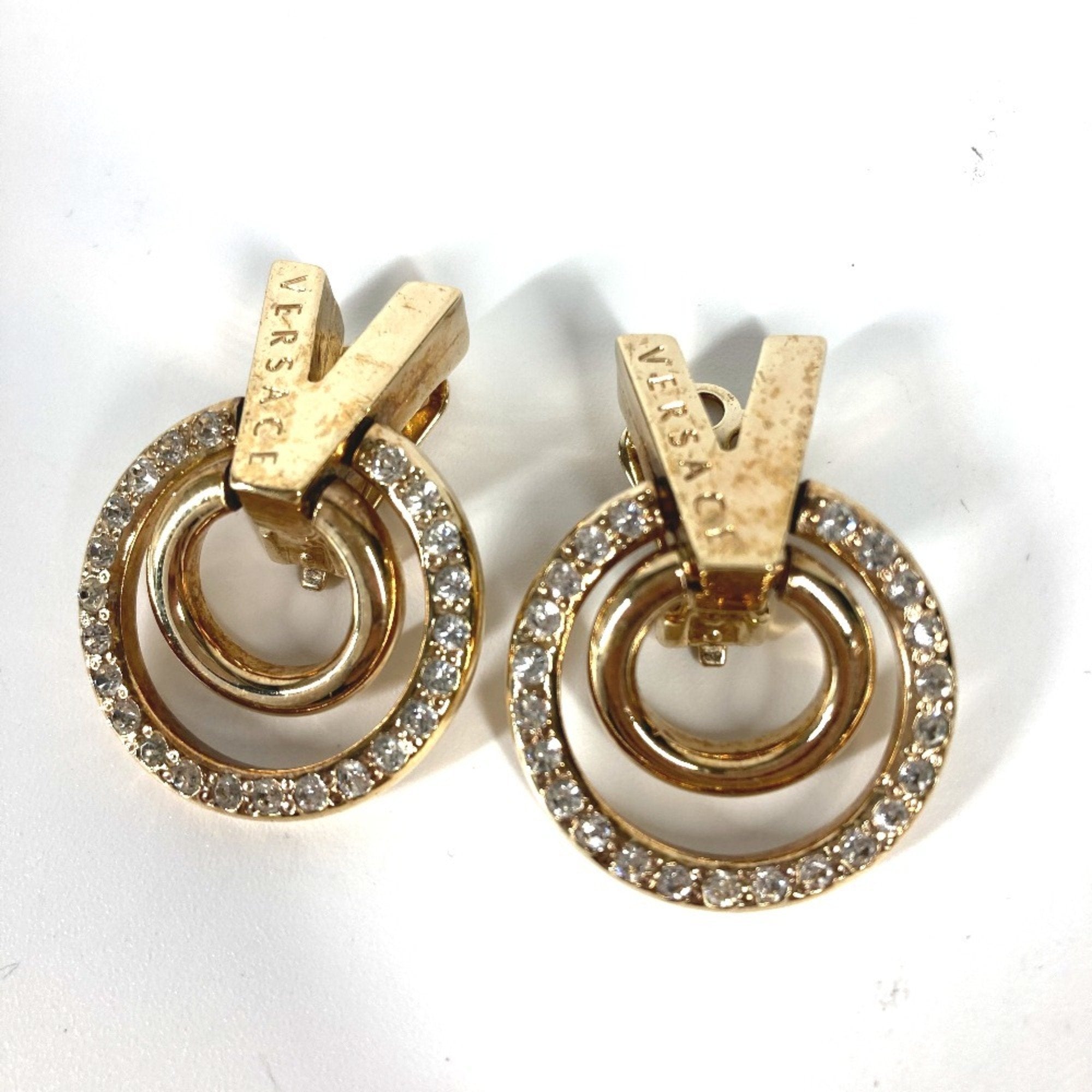 Earrings Rhinestone Gold-Tone Metal