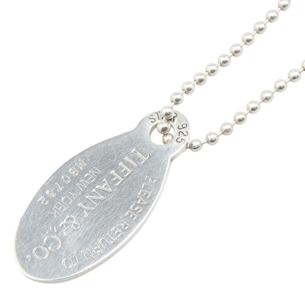 Oval Tag Pendant Necklace Sterling Silver Ball Chain