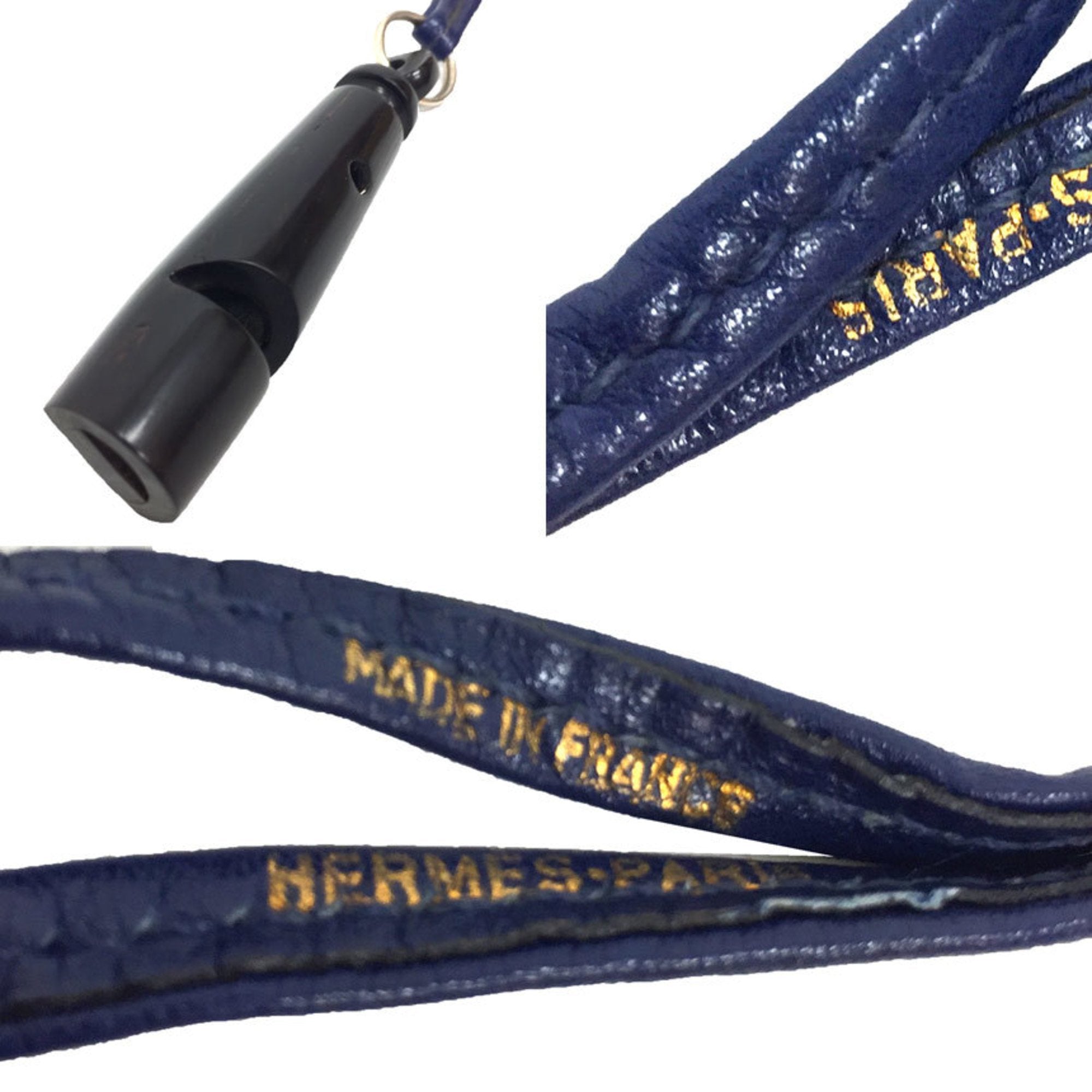 Pendant Necklace Leather and Wood Navy