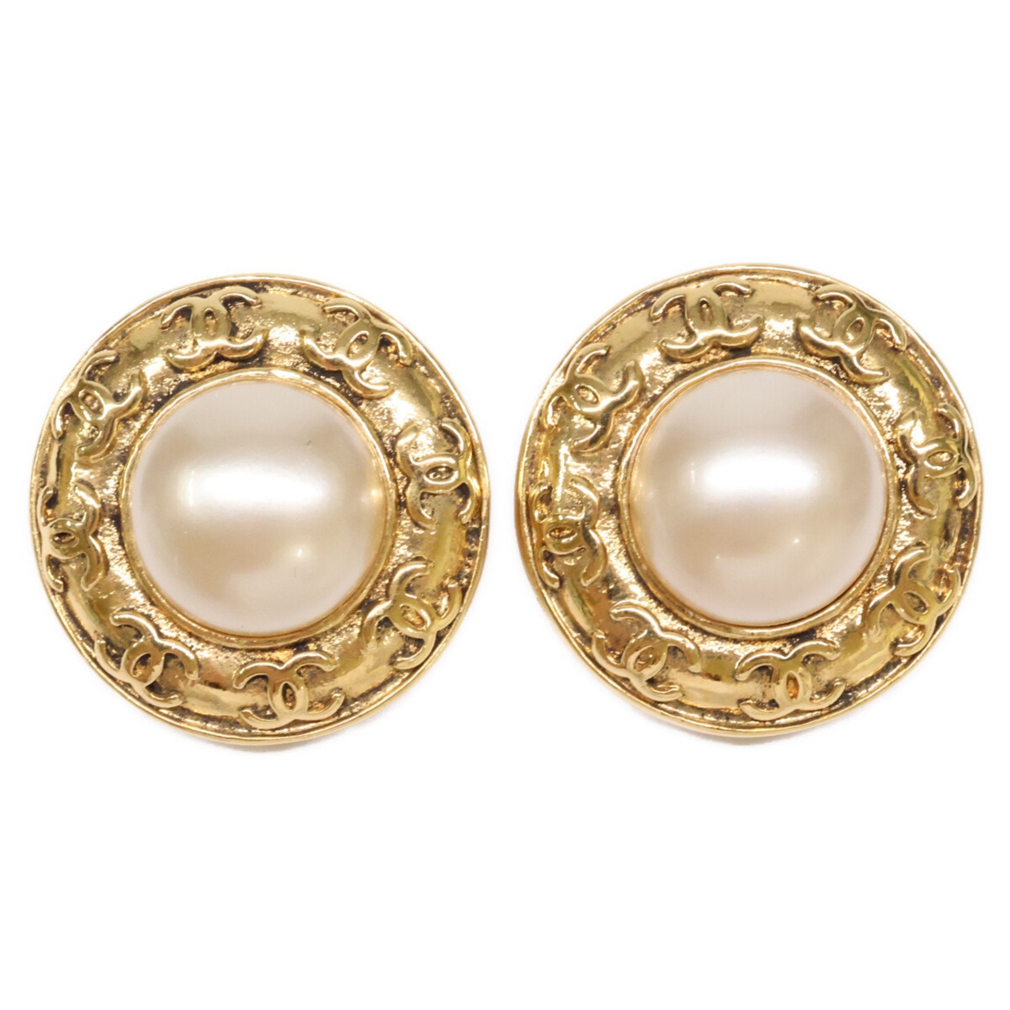 CC Logo Clip-On Earrings Gold-Tone Metal Gold-Tone Metal