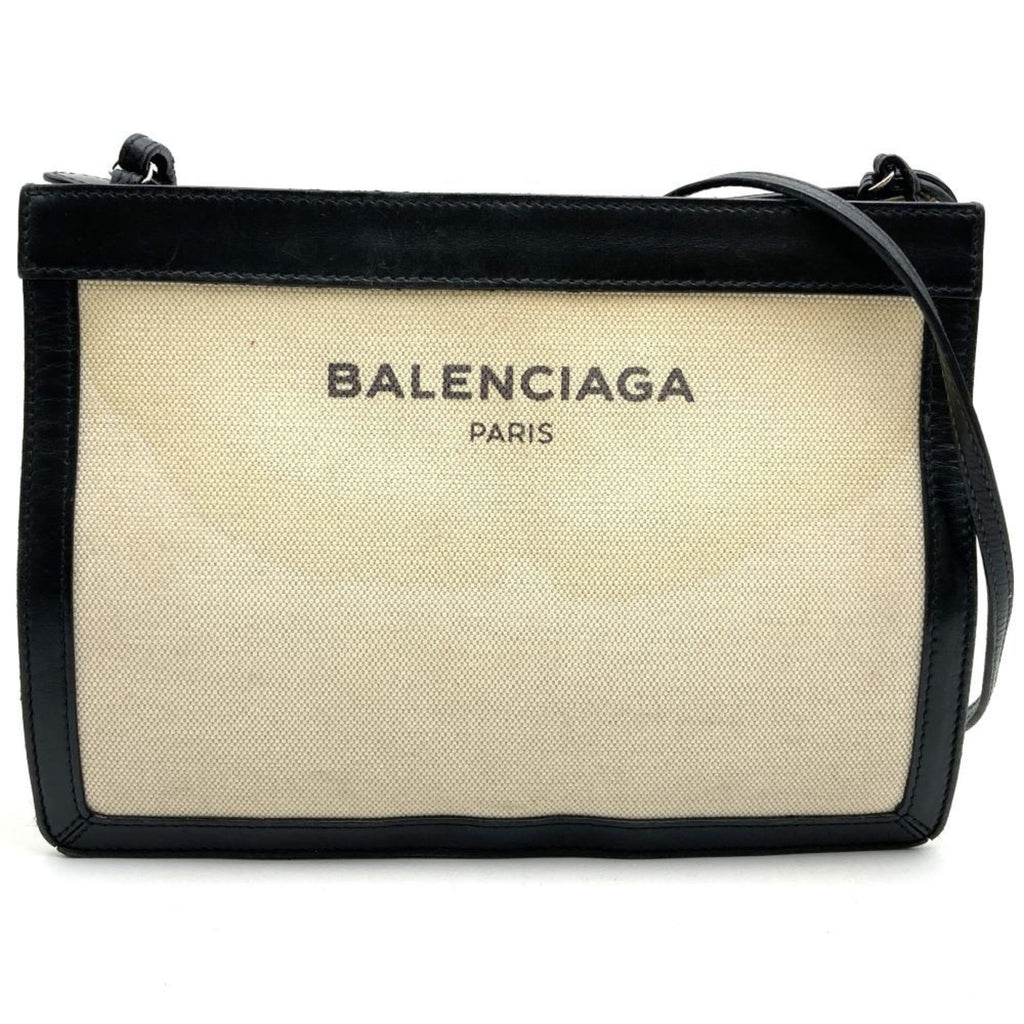 Navy Pochette Canvas and Leather Small
