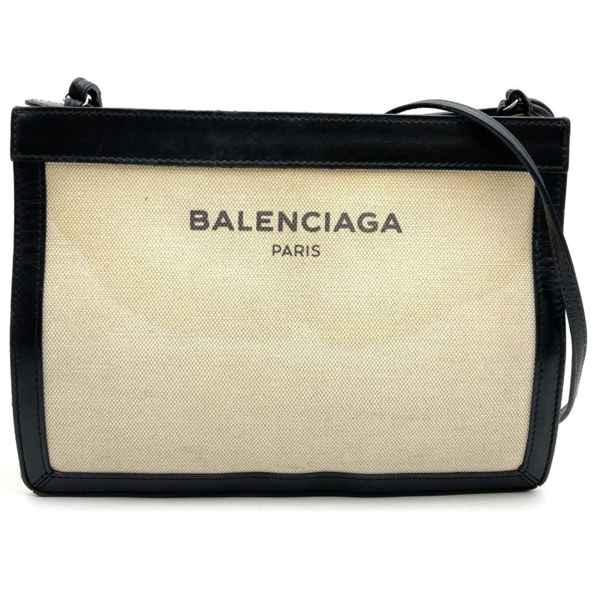 Navy Pochette Canvas and Leather Small