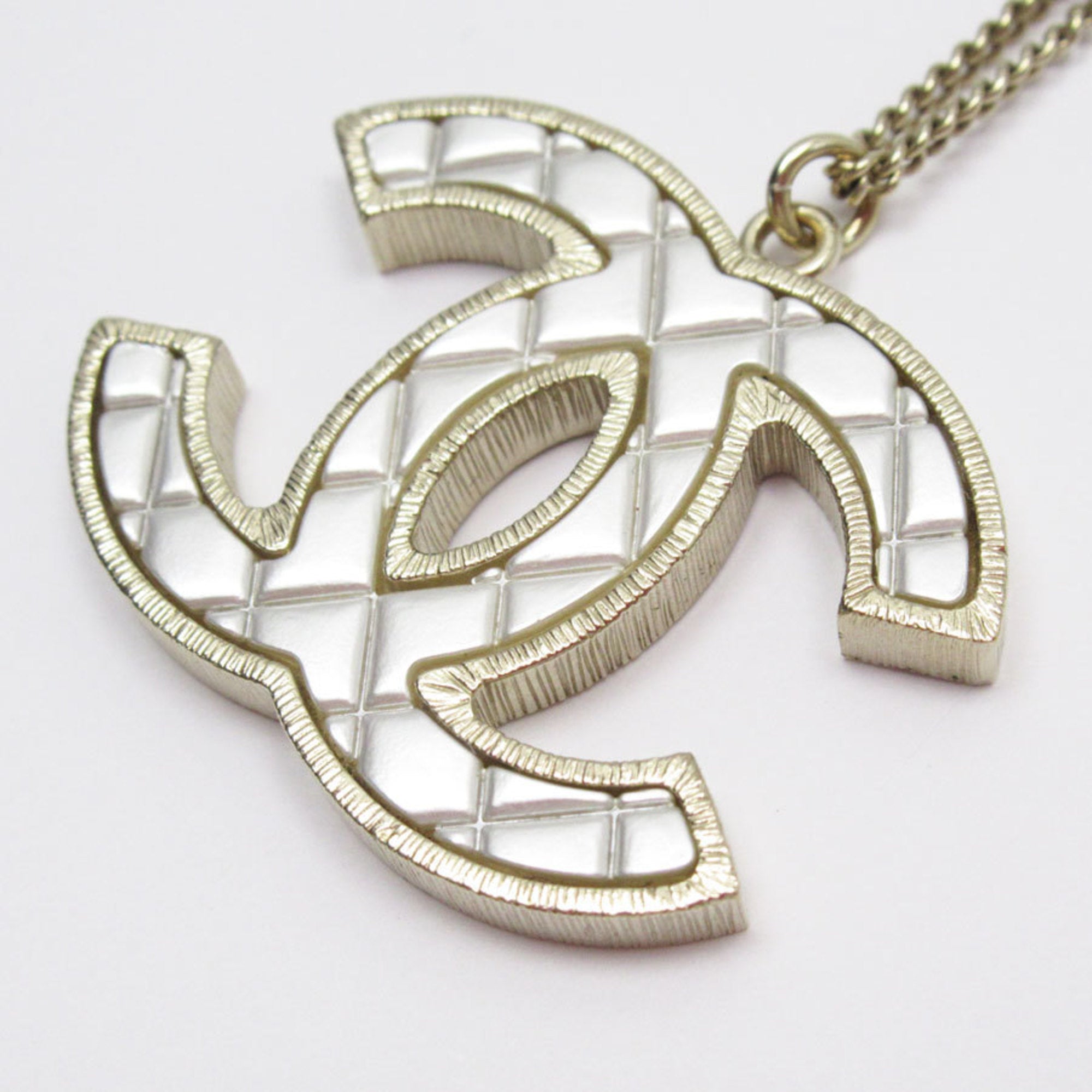 CC Logo Pendant Necklace Gold-Tone Metal