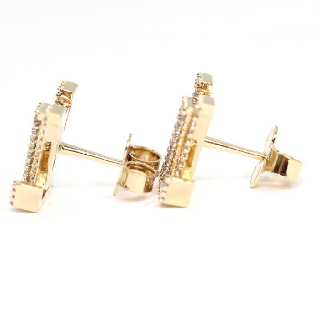 Earrings Rhinestone Gold-Tone Metal