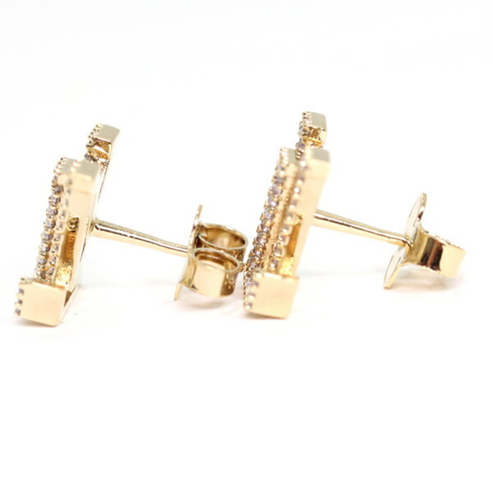 Earrings Rhinestone Gold-Tone Metal