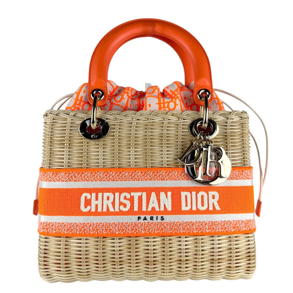 Lady Dior Bag Wicker and Oblique Canvas Medium