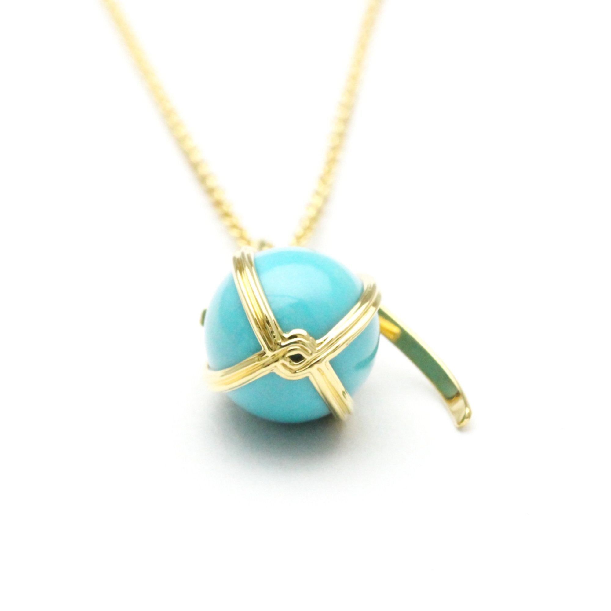 Pendant Necklace 18K Yellow Gold with Turquoise