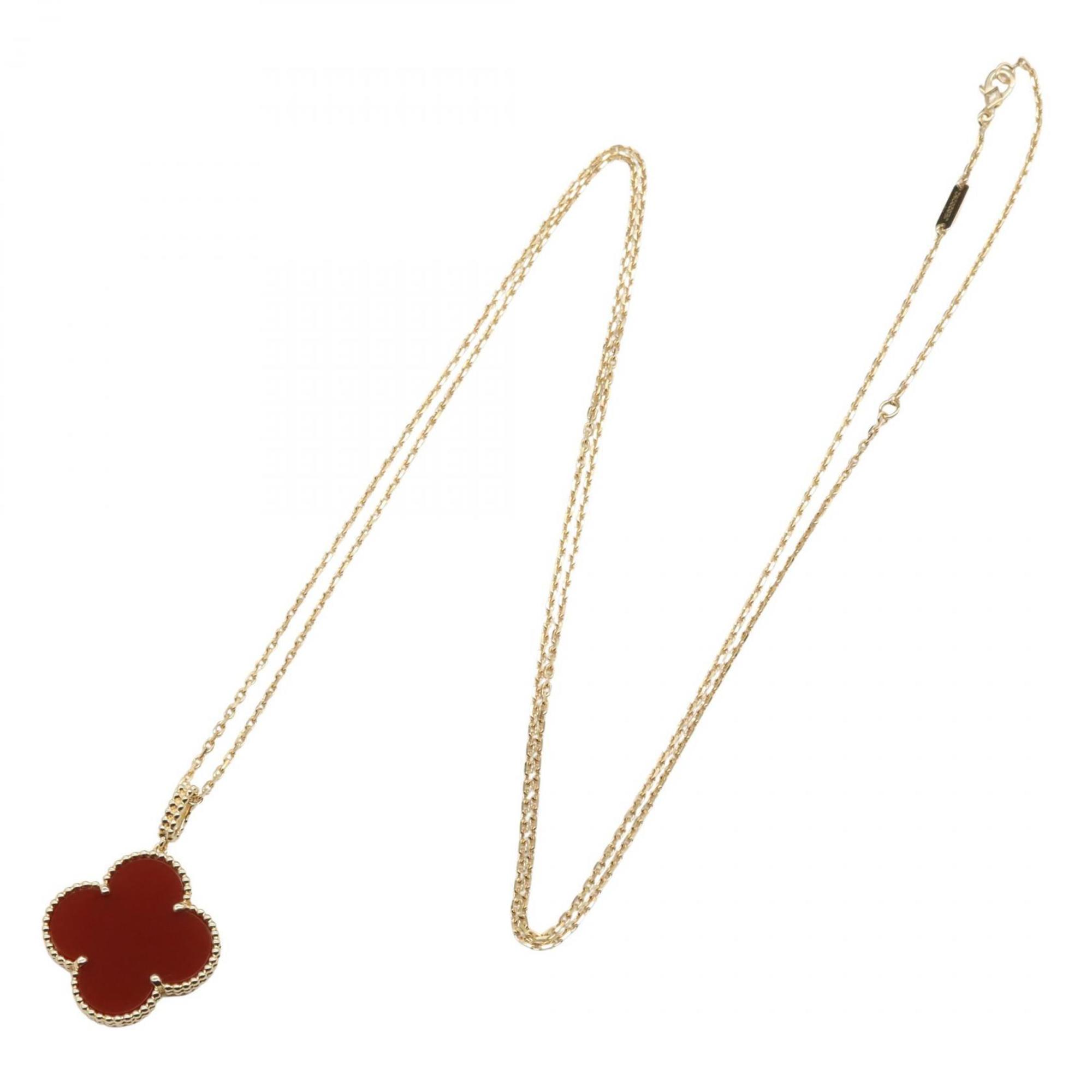 Alhambra Pendant Necklace 18K Yellow Gold and Carnelian