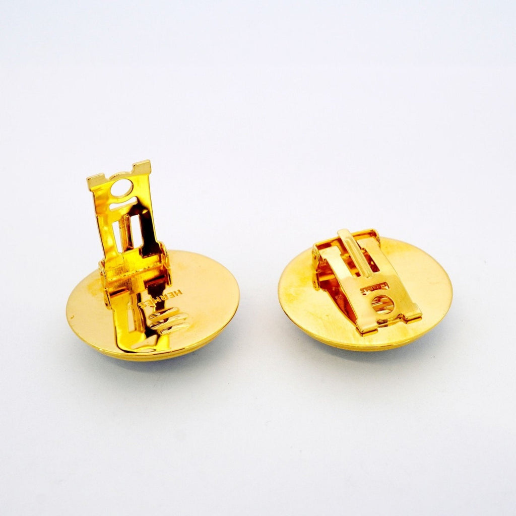 Clip-On Earrings Cloisonné Enamel and Gold
