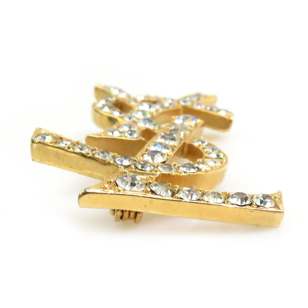 Brooch Metal Gold and Silver with Rhinestone