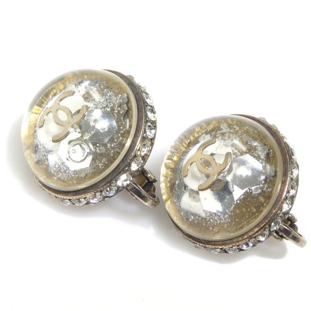 CC Logo Clip-On Earrings Gold-Tone Metal