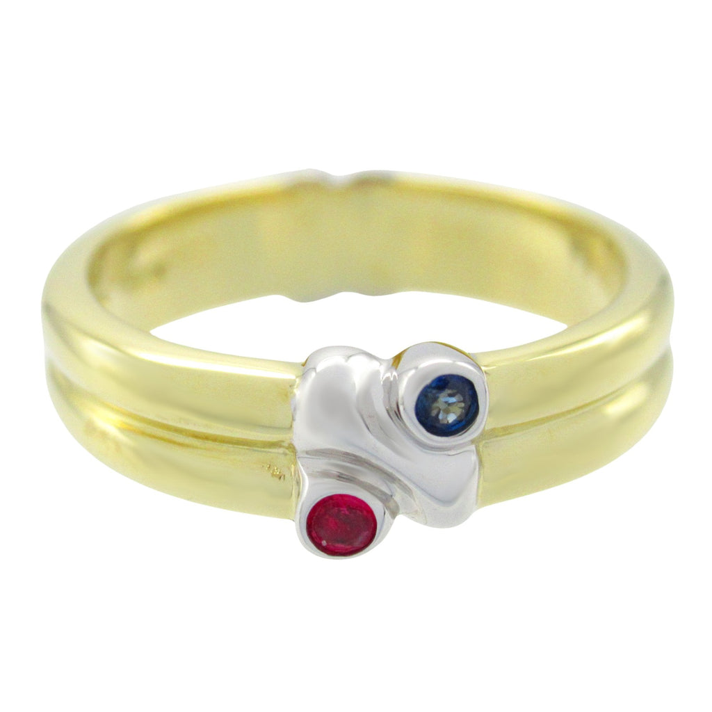 Ring 18K White Gold and 18K Yellow Gold with Ruby and Sapphire