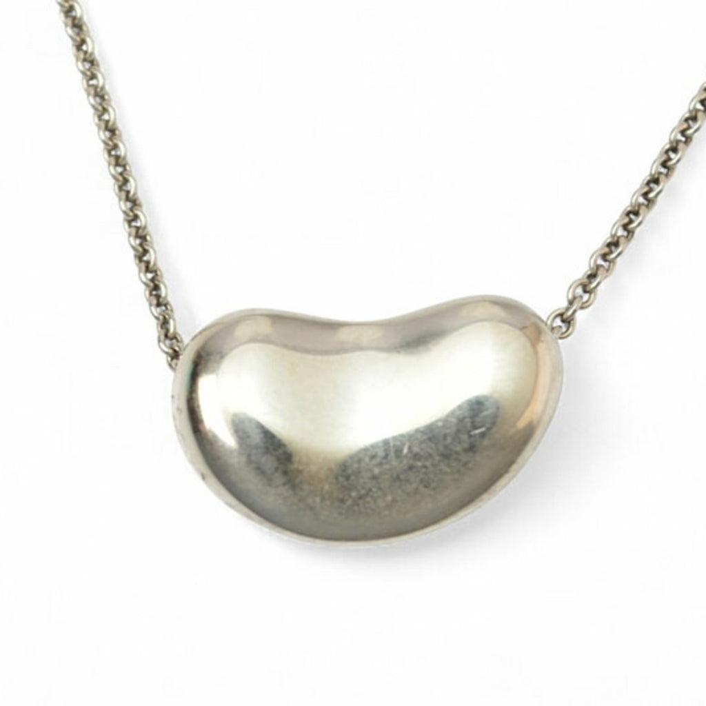 Bean Pendant Necklace Sterling Silver 12mm
