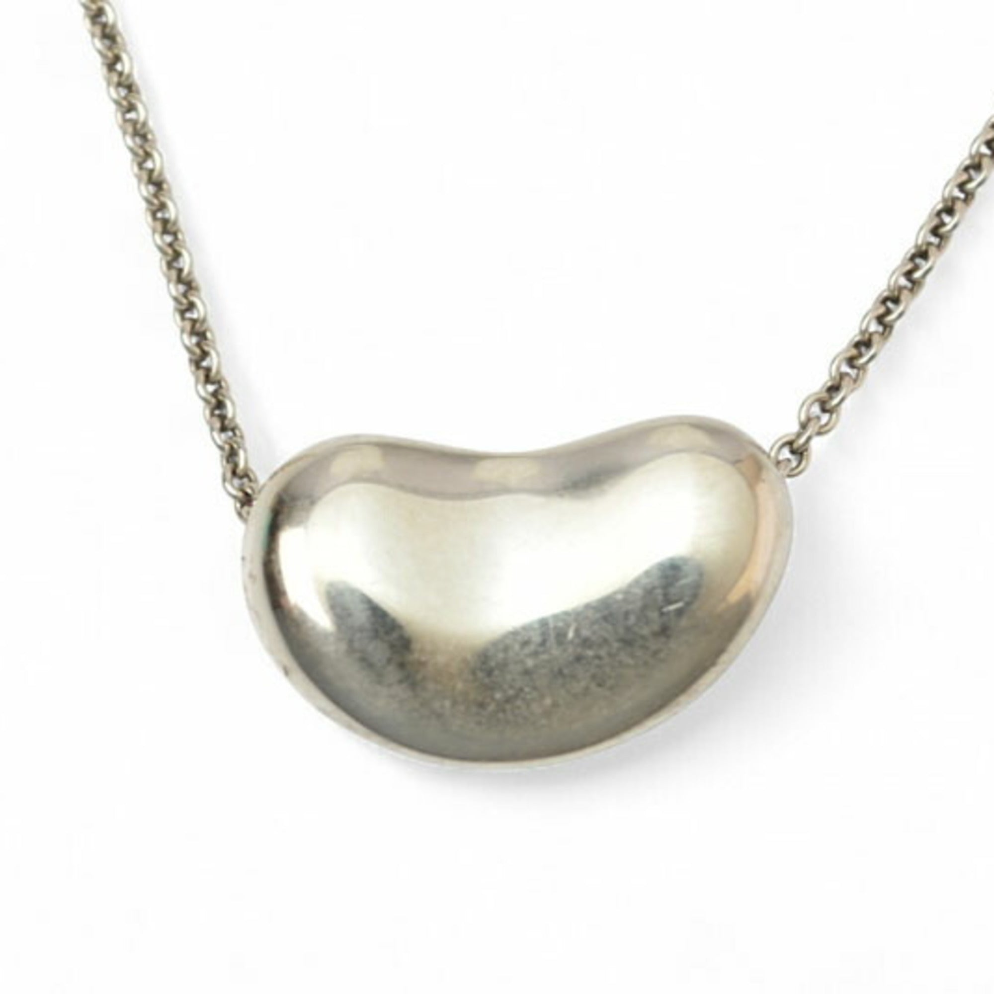 Bean Pendant Necklace Sterling Silver 12mm