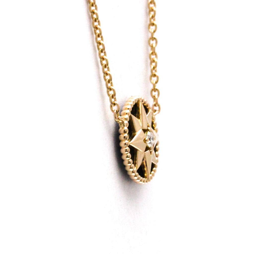 Pendant Necklace 18K Rose Gold with Diamond and Onyx