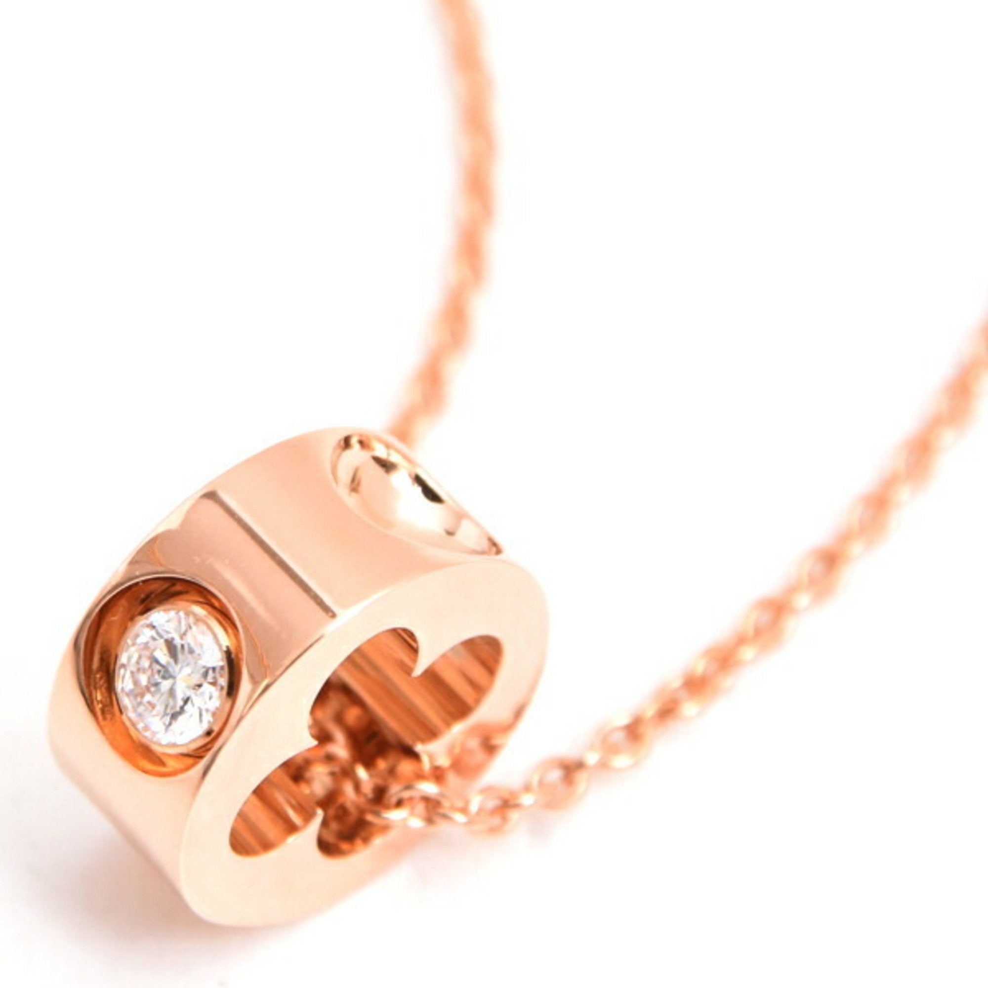 Monogram Pendant Necklace 18K Rose Gold with Diamond