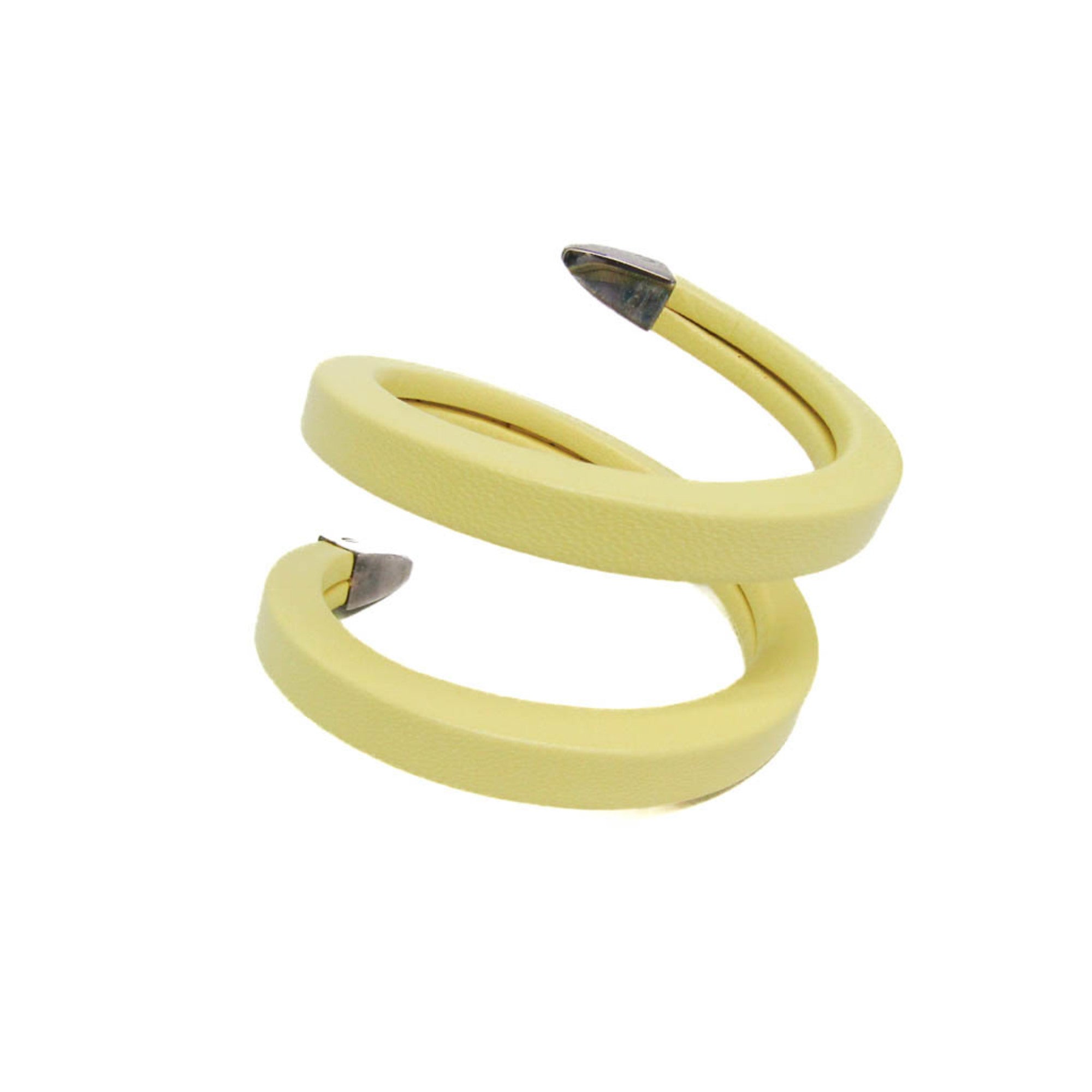 Wrap Bracelet Leather and Sterling Silver Yellow