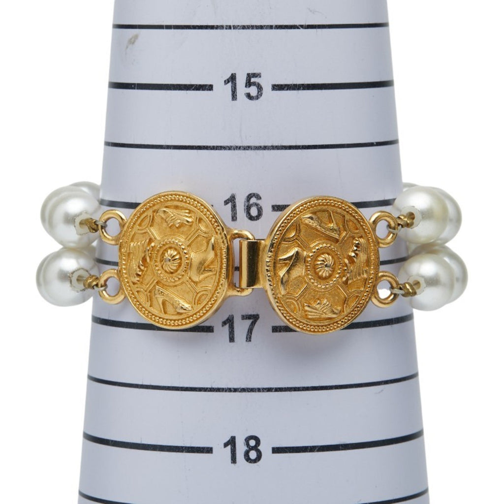 Double-Strand Bracelet Gold With Faux Pearl