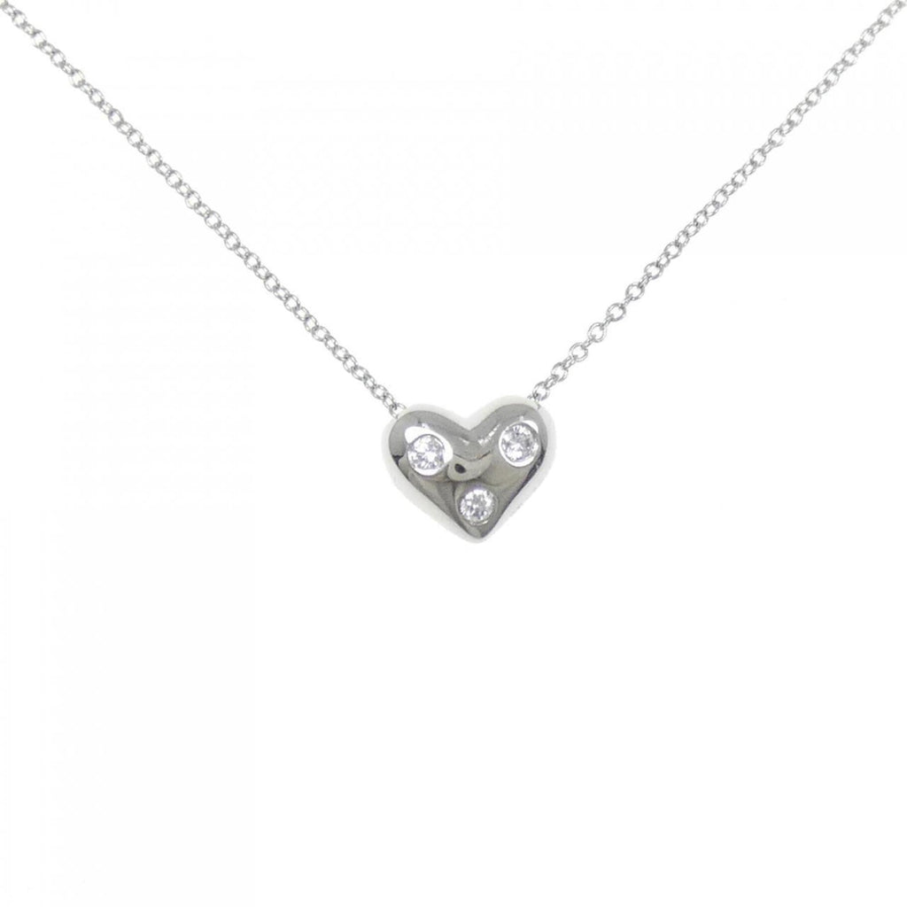 Pinched Heart Pendant Necklace Platinum with Diamond