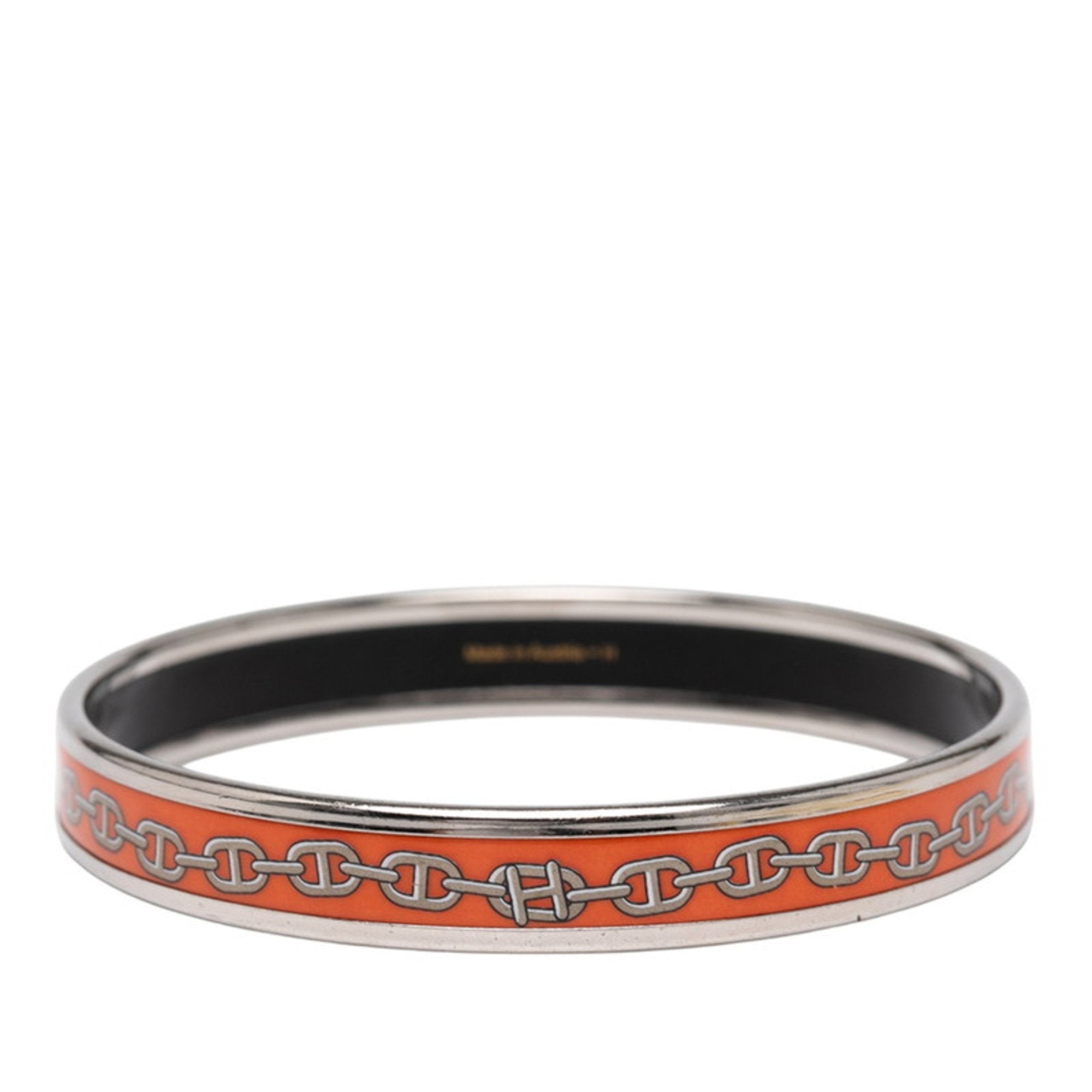 Enamel Chaine D'Ancre Bracelet Metal Orange and Silver