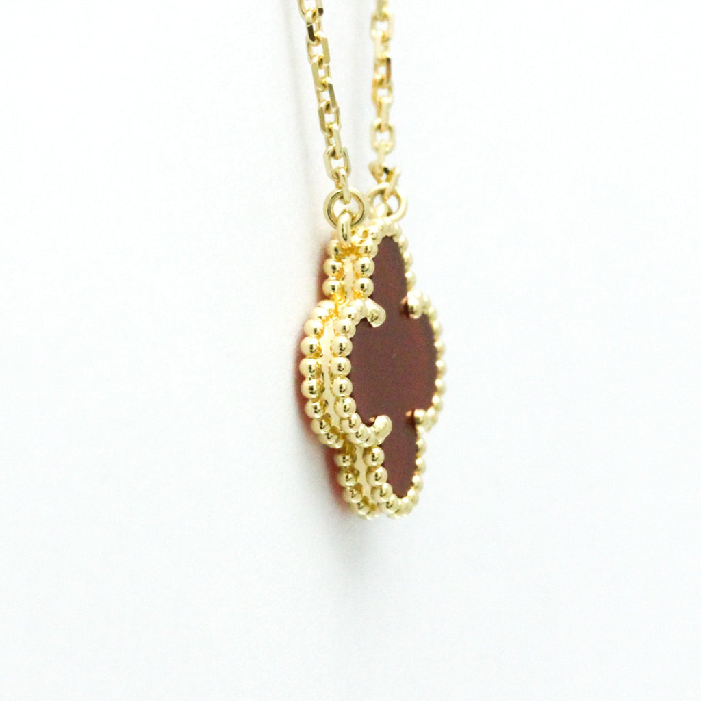 Vintage Alhambra Pendant Necklace 18K Yellow Gold and Carnelian