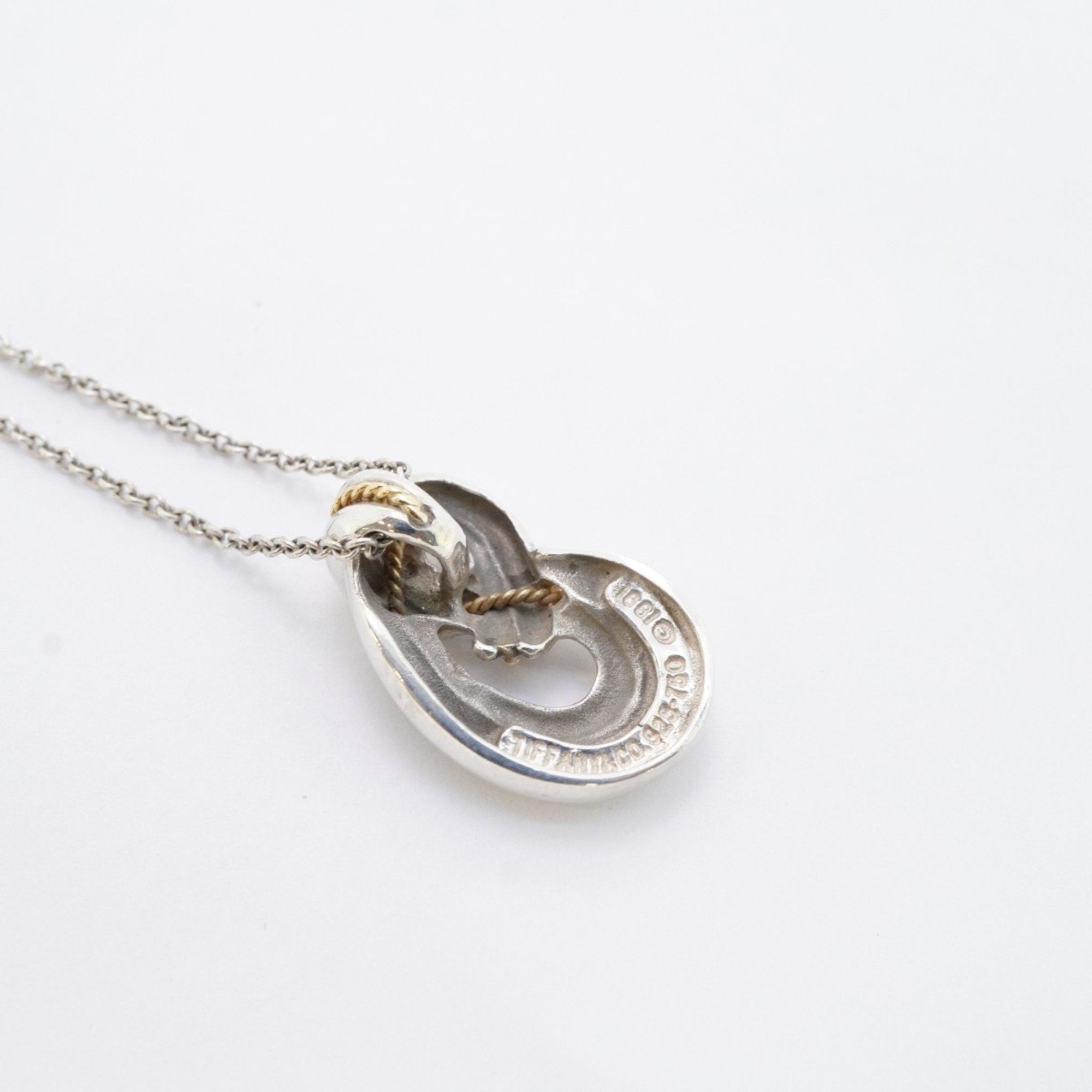 Twisted Knot Rope Pendant Necklace 18K Yellow Gold and Sterling Silver