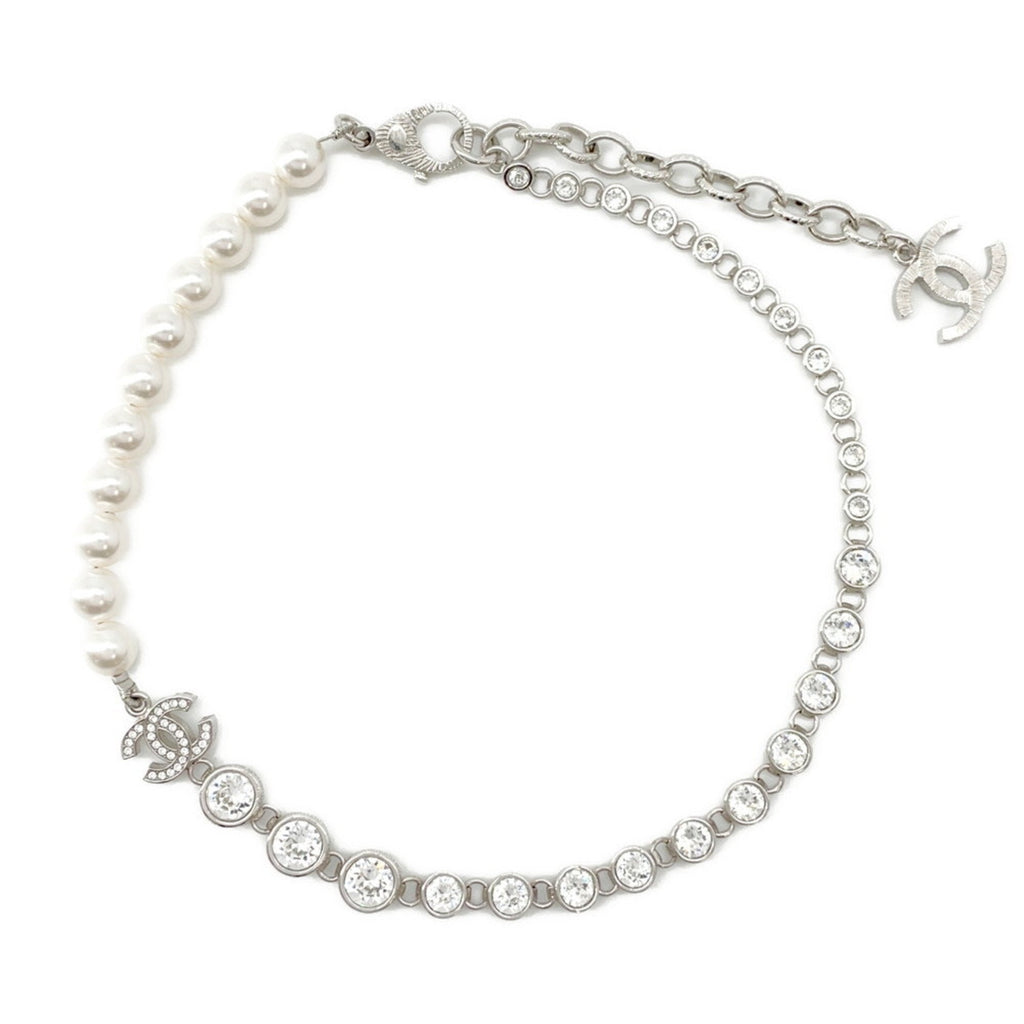 CC Logo Pendant Necklace Silver-Tone Metal