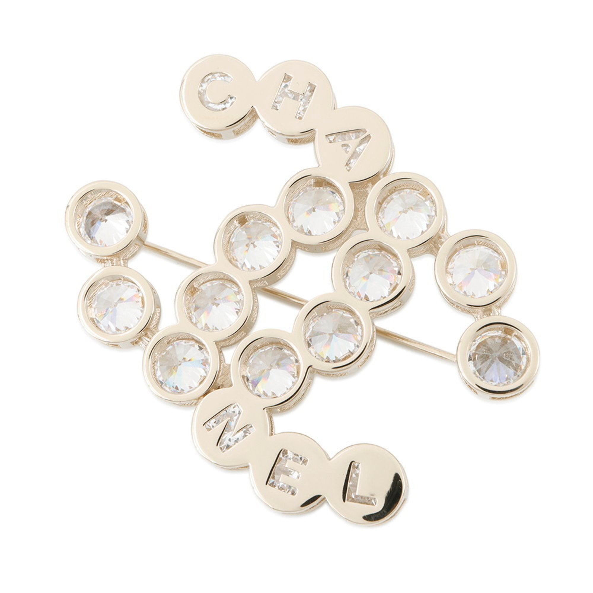 CC Logo Brooch Gold-Tone Metal
