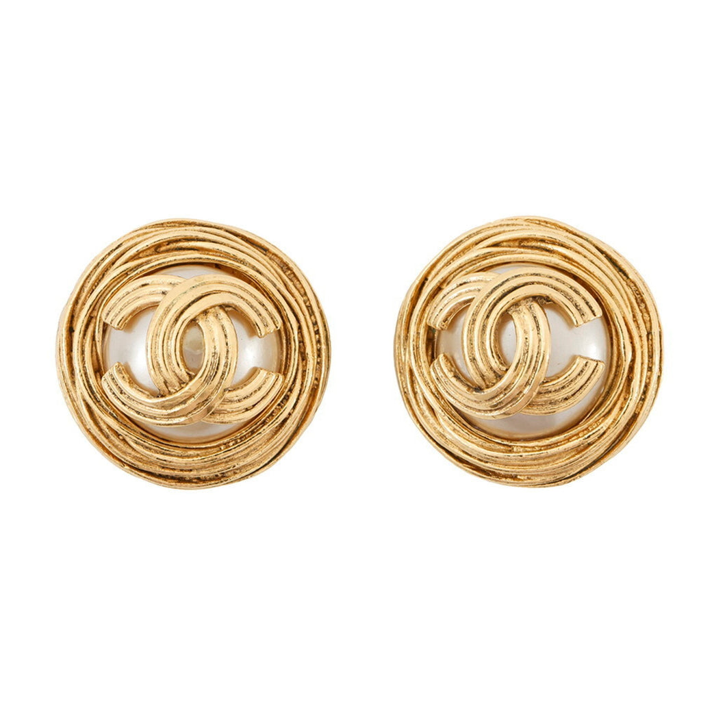CC Logo Clip-On Earrings Metal Gold-Tone Metal